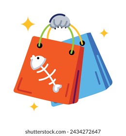 Animal shopping bags, flat style sticker  