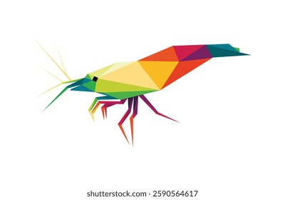 Animal Shrimp in Colorful Polygonal vector. Shrimp Colorful Abstract illustration logo. Shrimp Animal Illustration for kids animal book