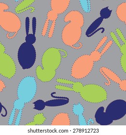 Animal silhouets repeating pattern illustration
