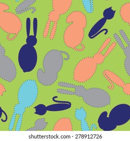 Animal silhouets repeating pattern illustration