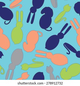 Animal silhouets repeating pattern illustration