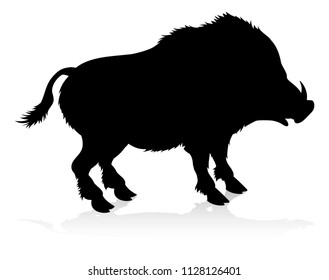 An animal silhouette of a boar or warthog