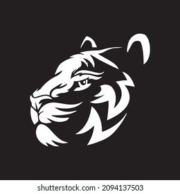 animal silhouette, dashing tiger shadow on black background