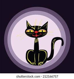animal silhouette drawing of a black cat the background
