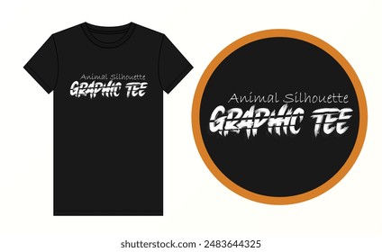 Animal silhouette graphic tee typography T-shirt design featuring minimalist yet impactful silhouettes of wildlife. This artistic design combines sleek typography with striking animal shapes, offering