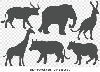 Animal Silhouette or Logo Collection isolated on transparent background. Fully customizable vector illustrations.