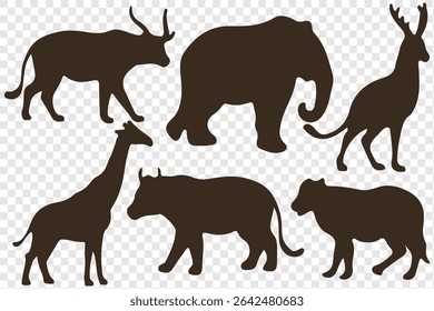Animal Silhouette or Logo Collection isolated on transparent background. Fully customizable vector illustrations.