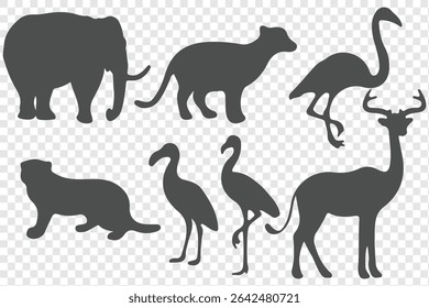 Animal Silhouette or Logo Collection isolated on transparent background. Fully customizable vector illustrations.