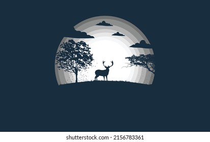 animal silhouette moonlight illustration 2022