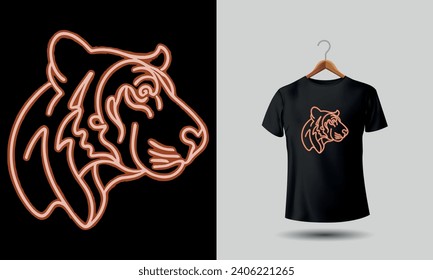 Animal silhouette tshirt design neon color