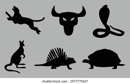 animal silhouette vector collection design