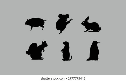 animal silhouette vector collection design