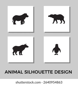 Animal silhouette vector design. Farm animals include chicken, fish, duck, pig, sheep, lamb, and cow vector icons.