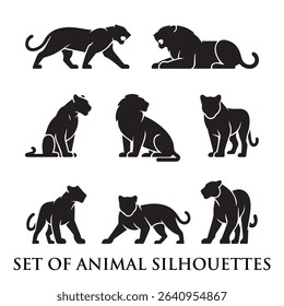 Animal silhouette vector design. Farm animals include chicken, fish, duck, pig, sheep, lamb, and cow vector icons.