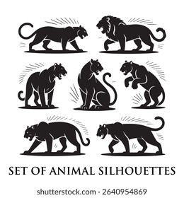 Animal silhouette vector design. Farm animals include chicken, fish, duck, pig, sheep, lamb, and cow vector icons.