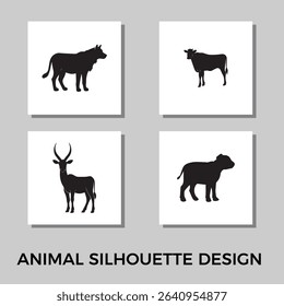 Animal silhouette vector design. Farm animals include chicken, fish, duck, pig, sheep, lamb, and cow vector icons.
