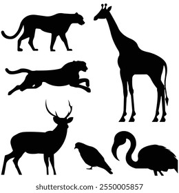 Ilustraciones vectoriales de diseño de Vector de silueta animal
