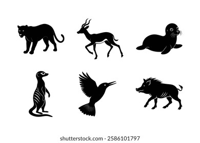 Animal silhouette vector illustration set
