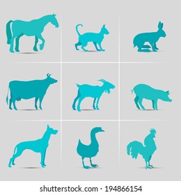 Animal silhouette: vector set