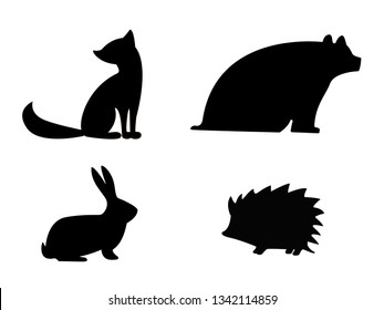 Animal silhouettes. Forest dwellers. The shadow of the bear, the hare, the Fox and the hedgehog.