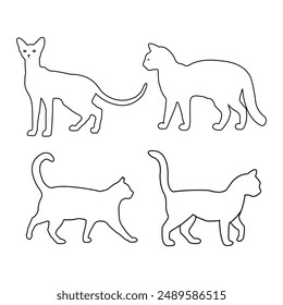 animal silhouettes outline art by hand 