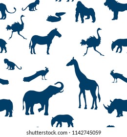 animal silhouettes seamless pattern, vector illustration isolated on white background vector