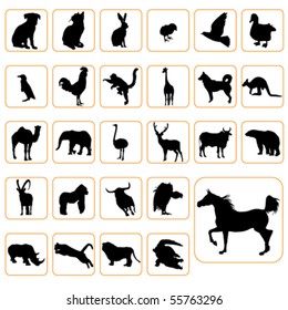 animal silhouettes set