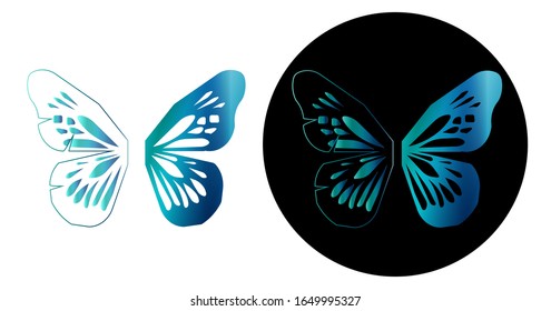 Animal silhuettes icon - Butterfly emblem -  Flat animal logo design - Template for logo, label, emblem