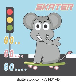 Animal skater in action, vector cartoon illustration