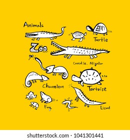 Animal sketch / Hand drawn Zoo illustration - vector