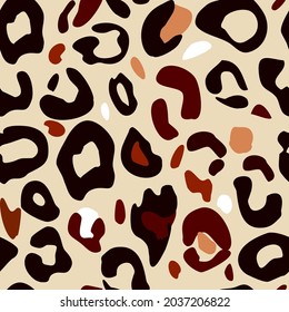 Animal skin abstract print seamless pattern. Leopard spots on an ash pink background, safari in Africa. Trendy vector design for printing on wallpaper, fabric, cover