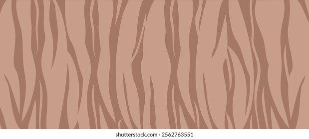 Animal skin background mocha mousse color, sebra print, abstract tiger skin stripes bg. Trendy colors 2025 year. Vector illustration