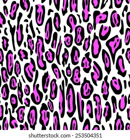  Animal skin background. Seamless leopard pattern. Pink fur ocelot print.