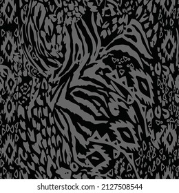Animal skin and ethnic pattern mix, abstract seamless design