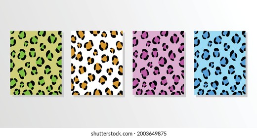 Animal skin and fur texture in vector illustrations. Colorful vibrant and funky colors. Trendy fashion and exotic cheetah, leopard, or tiger pattern.