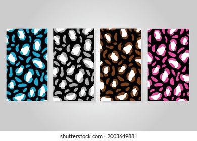Animal skin and fur texture in vector illustrations. Colorful vibrant and funky colors. Trendy fashion and exotic cheetah, leopard, or tiger pattern.