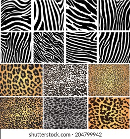 Animal skin fur vector pack leopard zebra