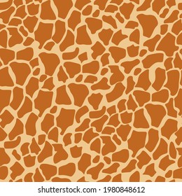 Girafa de piel de animal sin soldadura, varios puntos marrones sobre fondo amarillento ilustración vectorial