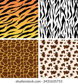 Animal skin Highly Detailed vector different pattern Background