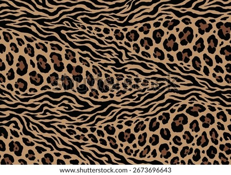 Animal Skin hybrid pattern design. Animal print vector illustration background. Wildlife fur skin design illustration for web, home decor, fashion, surface, graphic design