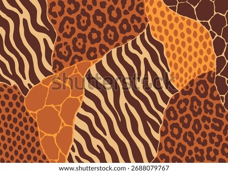 Animal Skin hybrid pattern design. Animal print vector illustration background. Wildlife fur skin design illustration for web, home decor, fashion, surface, graphic design