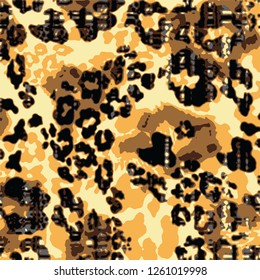 animal skin leopard pattern in vector - Vektör