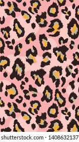 Animal Skin Leopard seamless Pattern print on background Vektör