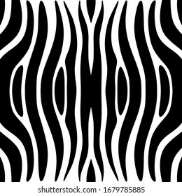 Animal skin ornament. Curved stripes seamless pattern. Zebra fur ornate. Wild animals motif image. Wildlife, natural texture. Curves wallpaper. Digital paper, textile print, web design. Vector work