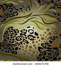 Animal skin pattern, leopard, zebra, circles and stripes, Africa safari, seamless vector design pattern for fashion, fabric and all prints on white background