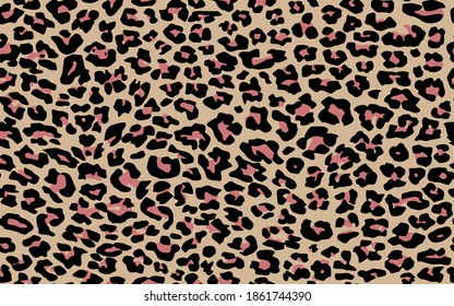 Animal skin pattern seamless. Design for fabric, wallpaper, wrapping, background. repeating texture leopard orange pink black