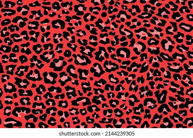 Animal skin pattern seamless. Design for fabric, wallpaper, wrapping, background. repeating texture leopard red pink black print