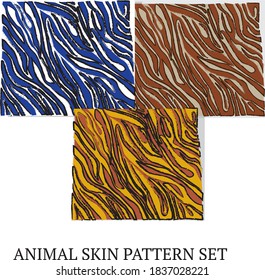 animal skin pattern set, zebra print set - vector