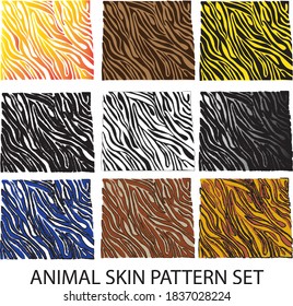 animal skin pattern set, zebra print set - vector