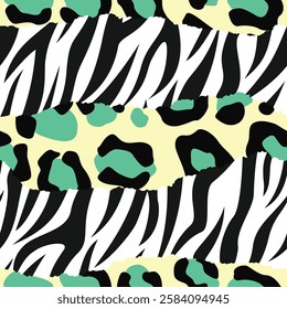 Animal skin pattern, zebra, leopard, abstract seamless pattern background